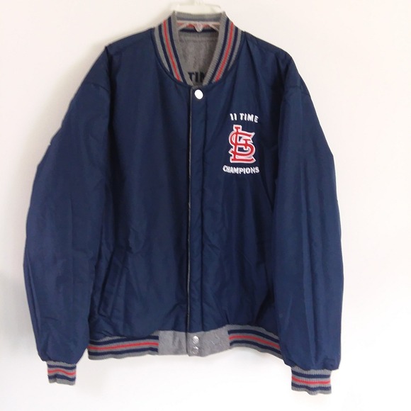 St. Louis Cardinals MLB Reversible Melton Jacket XL JH Design Heathered Gray‎ - Picture 12 of 16